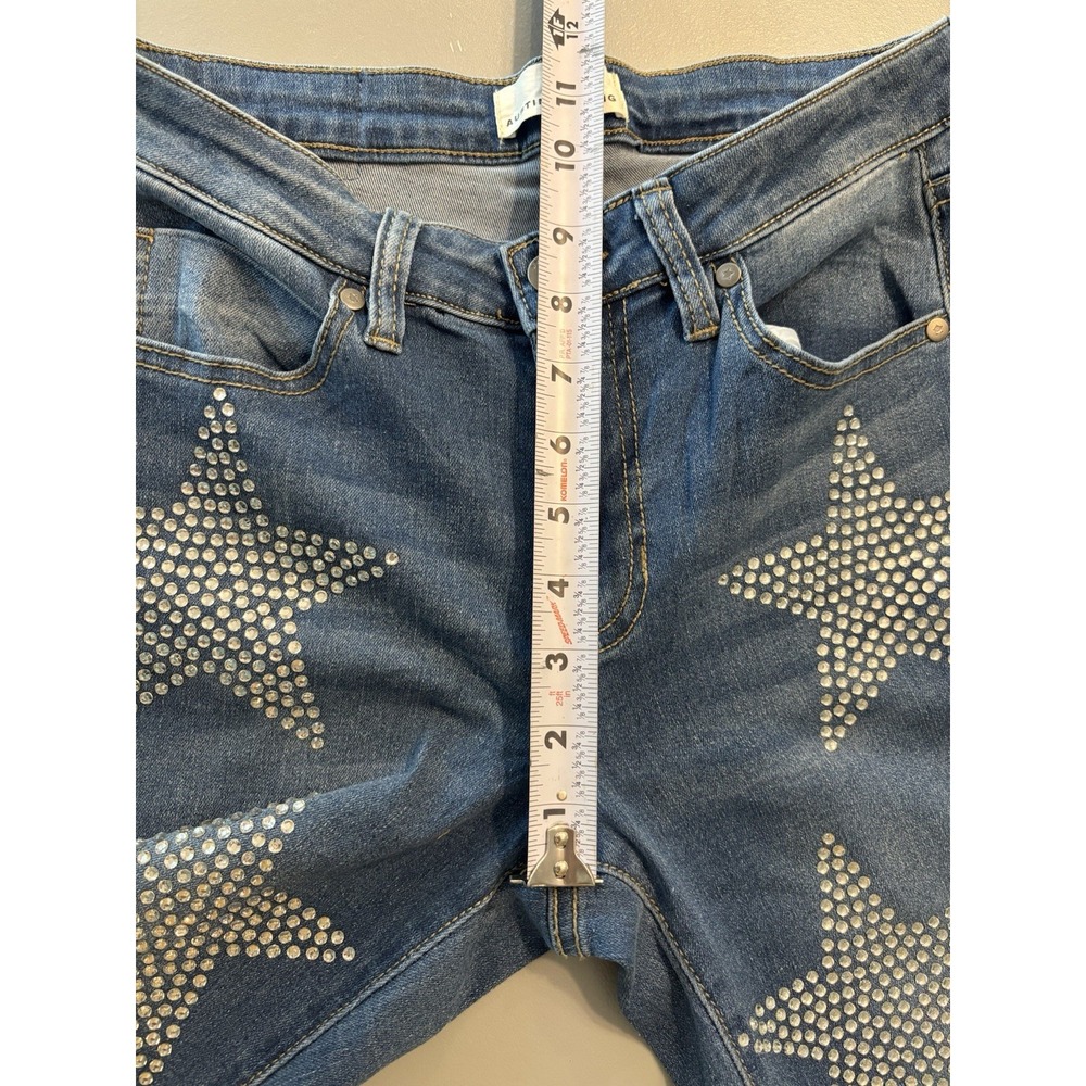 Austin Landing Rhinestone Western Star Flare Mid Rise Jeans Women's Sz 5 Stretch - Picture 6 of 9